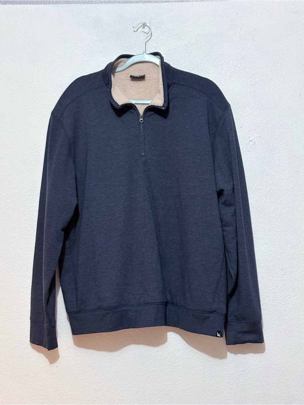 Eddie Bauer Blue Sherpa Lined 1/4 Zip Pullover Mens XL Warm